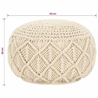 Poef macram&amp;eacute; handgemaakt 45x30 cm katoen 4