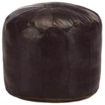 Poef 40x35 cm echt geitenleer donkerbruin 1