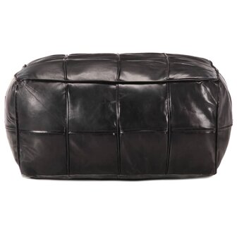 Poef 60x60x30 cm echt geitenleer zwart 2