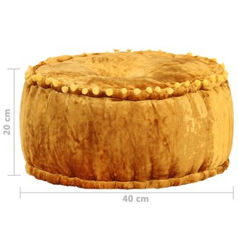 Poef rond 40x20 cm fluweel mosterdkleurig 4