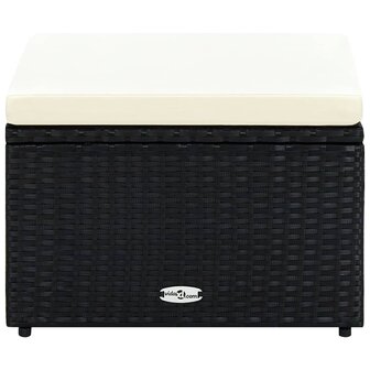 Voetenbank/poef zwart 53x53x30 cm poly rattan  2