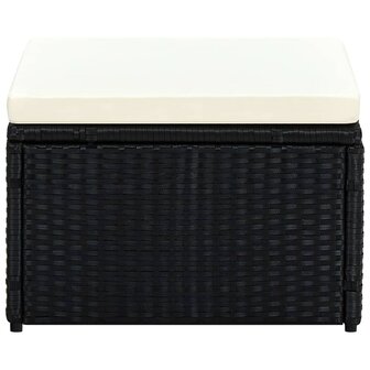 Voetenbank/poef zwart 53x53x30 cm poly rattan  3