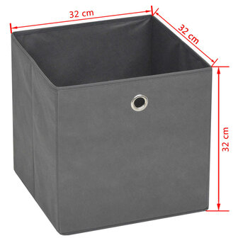Opbergboxen 4 st 32x32x32 cm nonwoven stof grijs 7