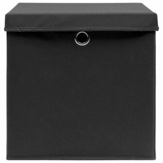 Opbergboxen met deksel 4 st 28x28x28 cm zwart 5
