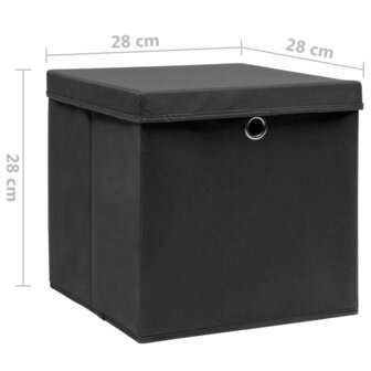 Opbergboxen met deksel 4 st 28x28x28 cm zwart 7