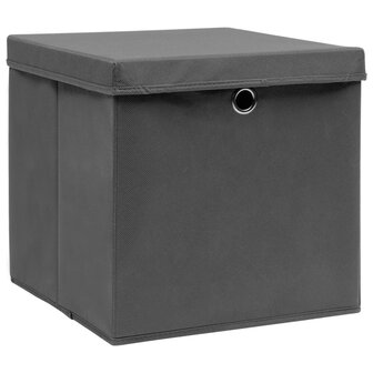 Opbergboxen met deksel 4 st 28x28x28 cm zwart 2