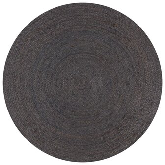 Vloerkleed handgemaakt rond 120 cm jute donkergrijs 1