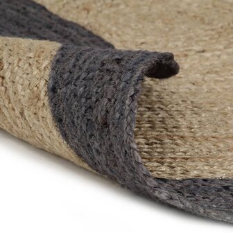 Vloerkleed handgemaakt met donkergrijze rand 150 cm jute 2