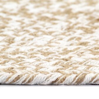 Vloerkleed handgemaakt 90 cm jute wit en naturel 3