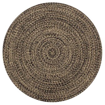 Vloerkleed handgemaakt 90 cm jute zwart en naturel  1
