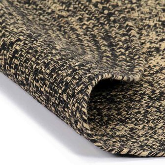 Vloerkleed handgemaakt 90 cm jute zwart en naturel  2
