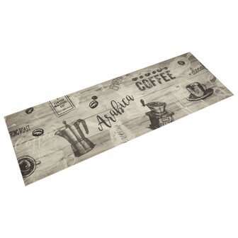 Keukenmat wasbaar koffieprint 60x180 cm fluweel grijs 1
