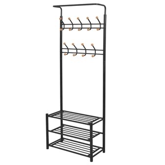 Kledingrek met schoenenopberger 68x32x182,5 cm zwart 1