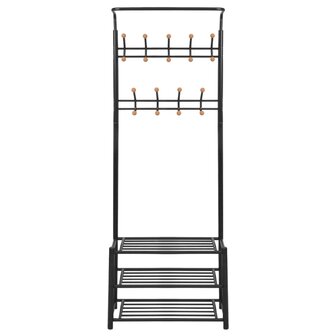 Kledingrek met schoenenopberger 68x32x182,5 cm zwart 2