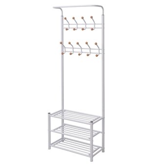 Kledingrek met schoenenopberger 68x32x182,5 cm wit 1