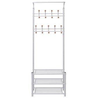 Kledingrek met schoenenopberger 68x32x182,5 cm wit 2