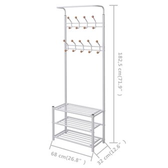 Kledingrek met schoenenopberger 68x32x182,5 cm wit 4