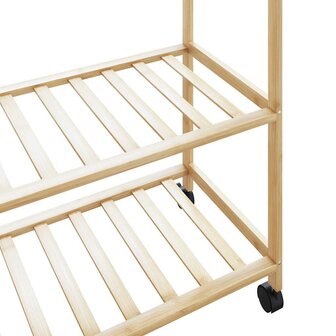 Kledingrek met schappen en wielen 90x40x179,5 cm bamboe 7