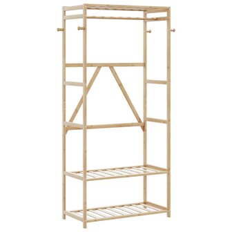 Kledingrek met schappen 80x40x175 cm bamboe 1