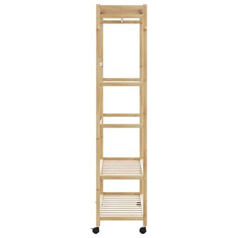 Kledingrek met schappen en wielen 110x40x180 cm bamboe 4