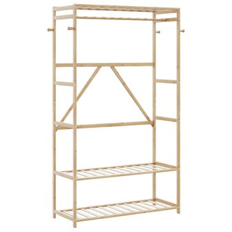 Kledingrek met schappen 110x40x175 cm bamboe 1