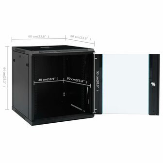 Netwerkkast voor aan de muur 12U 19&amp;quot; IP20 600x600x640 mm 9