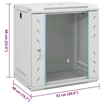 Netwerkkast wandgemonteerd 12U 19&amp;quot; IP20 53x40x60 cm 8
