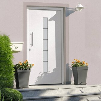 Voordeur 100x200 cm aluminium en PVC wit 1