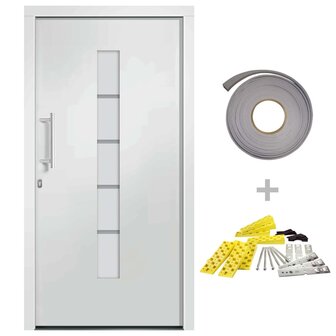 Voordeur 100x200 cm aluminium en PVC wit 2