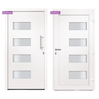 Voordeur 100x210 cm aluminium en PVC wit 6