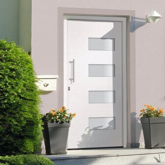 Voordeur 110x210 cm aluminium en PVC wit 1