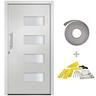Voordeur 110x210 cm aluminium en PVC wit 2