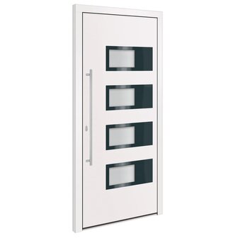 Voordeur 100x210 cm aluminium en PVC wit 2