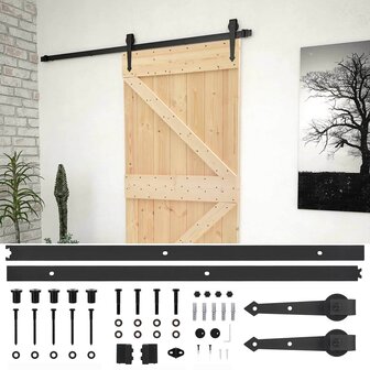 Schuifdeur Naturel en Zwart 80 x 210 cm Massief grenenhout 2
