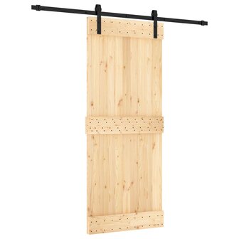 Schuifdeur Naturel en Zwart 85 x 210 cm Massief Grenenhout 2