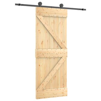 Schuifdeur Naturel en Zwart 70 x 210 cm Massief Grenenhout 2