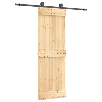 Schuifdeur Naturel en Zwart 70 x 210 cm Massief Grenenhout 2