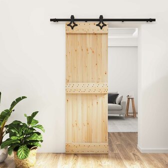 Schuifdeur Naturel en Zwart 70 x 210 cm Massief Grenenhout 1