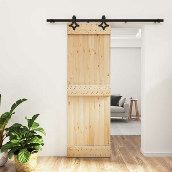 Schuifdeur Naturel en Zwart 70 x 210 cm Massief Grenenhout 1