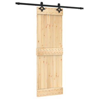 Schuifdeur Naturel en Zwart 70 x 210 cm Massief Grenenhout 2