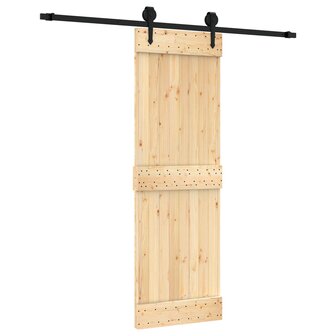 Schuifdeur Naturel en Zwart 70 x 210 cm Massief Grenenhout 2