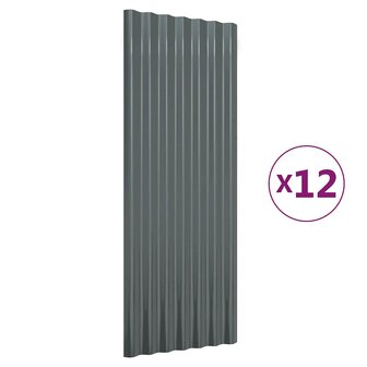Dakpanelen 12 st 100x36 cm gegalvaniseerd staal antracietkleurig 2