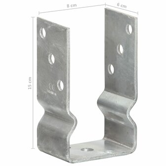 Grondankers 12 st 8x6x15 cm gegalvaniseerd staal zilverkleurig 8