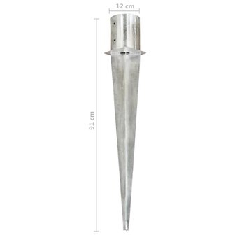 Grondpinnen 2 st 12x91 cm gegalvaniseerd staal zilverkleurig 6