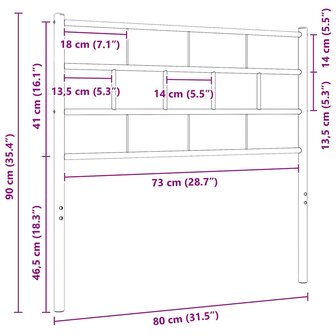 Vervangend hoofdbord 75 cm metaal zwart 6