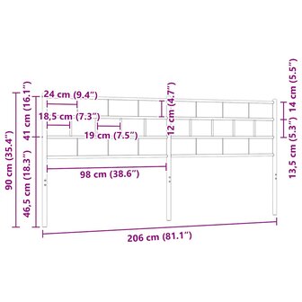 Vervangend hoofdbord 200 cm metaal zwart 7