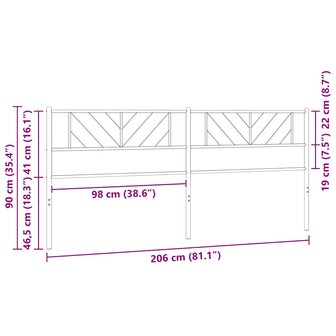 Vervangend hoofdbord 200 cm metaal wit 7