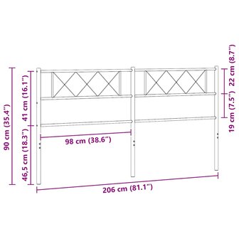 Vervangend hoofdbord 200 cm metaal wit 7
