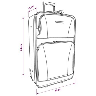 Reisbagage set zwart 5-delig 6