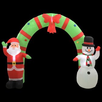 Kerstboog kerstman en sneeuwpop opblaasbaar LED 223 cm 3